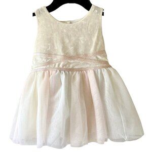 The Childrens Place Toddler Dress 18-24M Tulle Skirt and Ivory Velvet Top